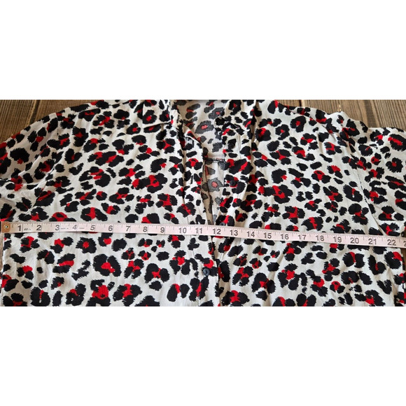 Zara Shirt Womens Small Red Black Leopard Print Oversized Flowy Tunic Top Baddie - Picture 6 of 7